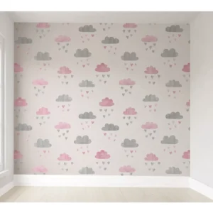 Papel De Parede Nuvem Para Menina Quarto Infantil Pp134 M²