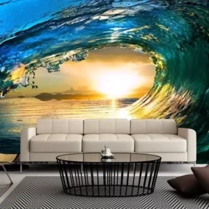 Papel De Parede Ondas Surf Natureza Mar Sol Completo Gg404