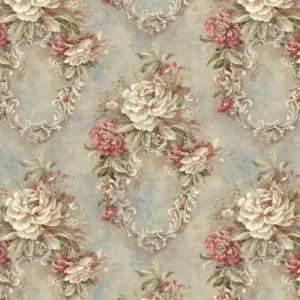 Papel De Parede Ornamento Floral Damasco Vintage 1093484