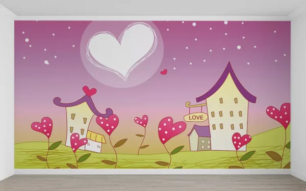 Papel De Parede P Quarto De Menina 1m² Desenho Coração Heart