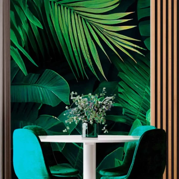 Papel De Parede Painel 3d Folhas Bananeiras Verdes 2m