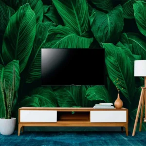 Papel De Parede Painel 3d Folhas Bertalha Verde 3,5m