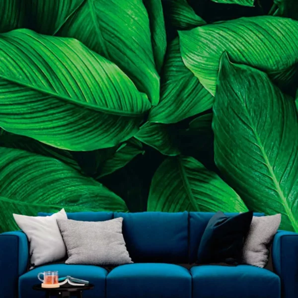 Papel De Parede Painel 3d Folhas Botanico Verde Escuro 2,5m