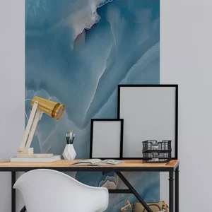 Papel De Parede Painel 3d Mármore Azul Escuro Viníl 1m