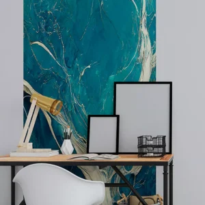 Papel De Parede Painel 3d Mármore Branco Azul Claro 1m