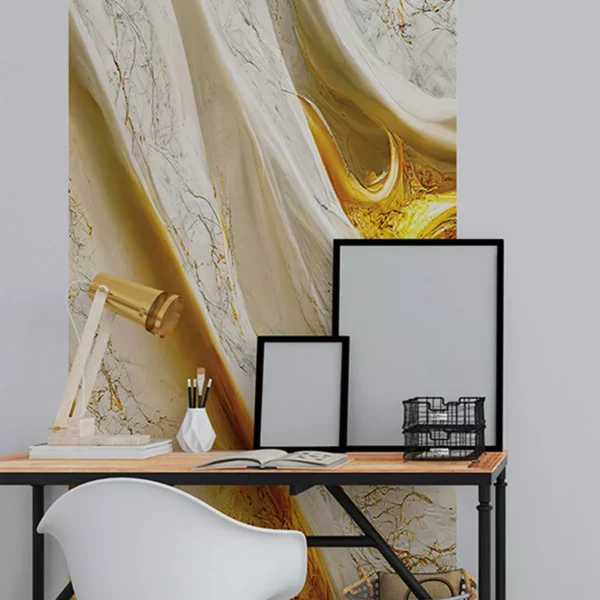 Papel De Parede Painel 3d Mármore Calacata Branco Ouro 1m