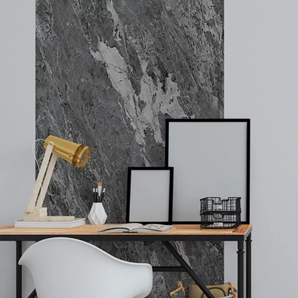 Papel De Parede Painel 3d Mármore Carrara Cinza Escuro 1m