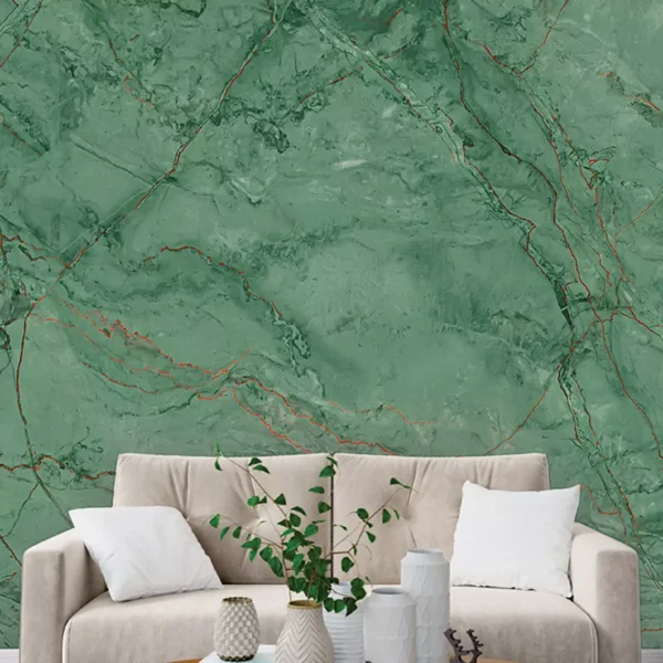 Papel De Parede Painel 3d Mármore Carrara Verde Escuro 3m