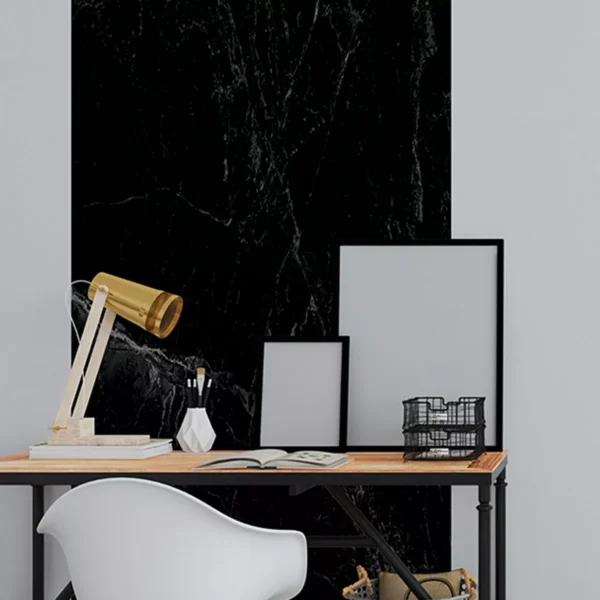 Papel De Parede Painel 3d Mármore Preto Vinilico 1m