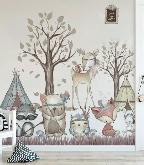 Papel De Parede Painel Animais Da Tribo Floresta