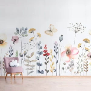 Papel De Parede Painel Floral Aquarela 6 Rolos - 9m²