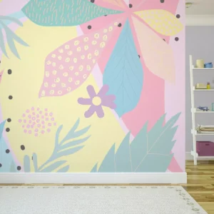 Papel De Parede Painel Floral Tons Pastéis 4 Rolos - 6m²