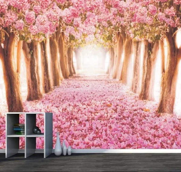 Papel De Parede Paisagem 3d Floresta Adesivo Flores Gg428