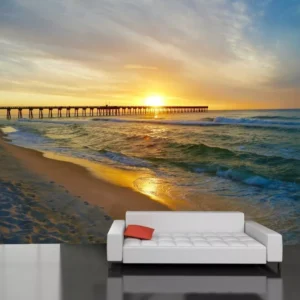 Papel De Parede Paisagem 3d Praia Mar Adesivo Natureza Gg459