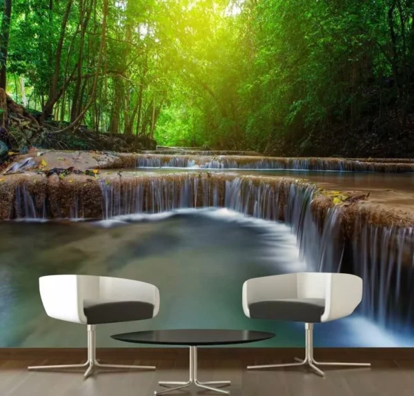 Papel De Parede Paisagem Cachoeira Cascata Floresta Gg817