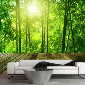 Papel De Parede Paisagem Deck Floresta Bambu 3,50x2,80m G422