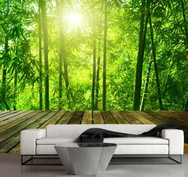 Papel De Parede Paisagem Deck Floresta Bambu 3,50x2,80m G422