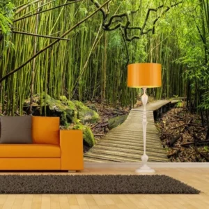 Papel De Parede Paisagem Floresta Bambu Estrada Gg355