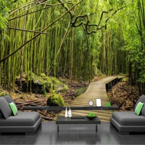 Papel De Parede Paisagem Floresta Spa Bambu 2,30x2,40m Gg354