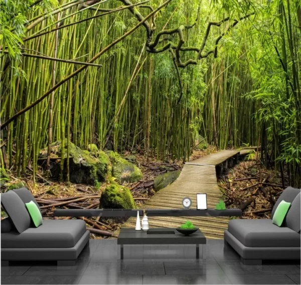 Papel De Parede Paisagem Floresta Spa Bambu 2,30x2,40m Gg354