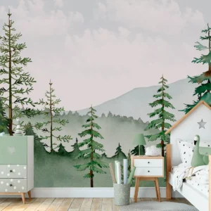 Papel De Parede Paisagem Floresta Vegetação Árvore 4m² Vr616