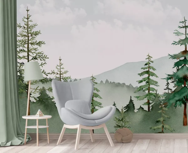 Papel De Parede Paisagem Floresta Vegetação Árvore 5m² Vr616