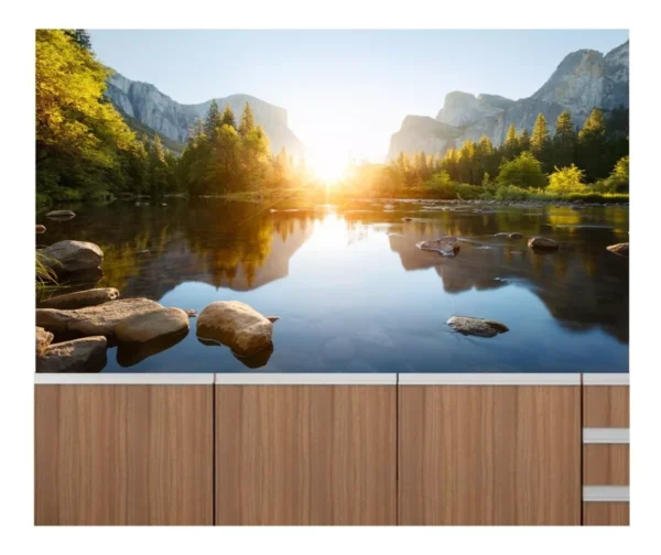 Papel De Parede Paisagem Natureza Lago 2m² Rio Floresta S96