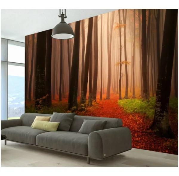 Papel De Parede Paisagem Sala Floresta Quarto Natureza M34