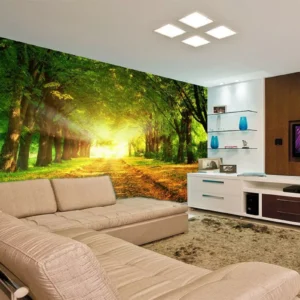 Papel De Parede Paisagens 3d Natureza Floresta Fosco Luxo M²