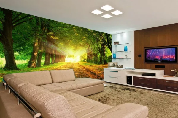 Papel De Parede Paisagens 3d Natureza Floresta Fosco Luxo M²