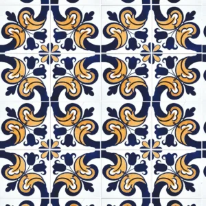 Papel De Parede Para Cozinha Azulejo Português Amarelo Azul