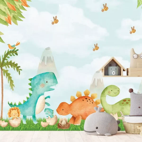 Papel De Parede Para Decoração Dinossauros M² Quarto