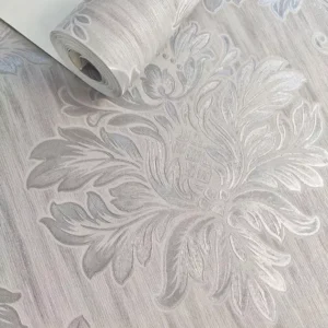 Papel De Parede Para Lavabo Arabesco Prata Vinílico Luxo