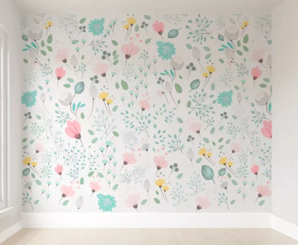 Papel De Parede Para Menina Infantil Flores Quarto Bebê M²