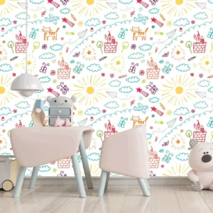 Papel De Parede Para Quarto Infantil Com Desenhos Coloridos