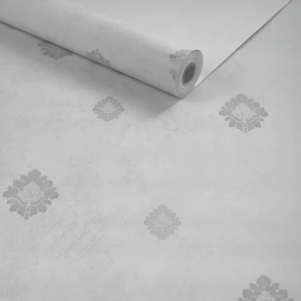 Papel De Parede Para Quarto Lavável Cinza Com Arabescos