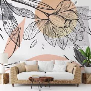 Papel De Parede Para Sala Adesivo Lavável Flores Decorar M²