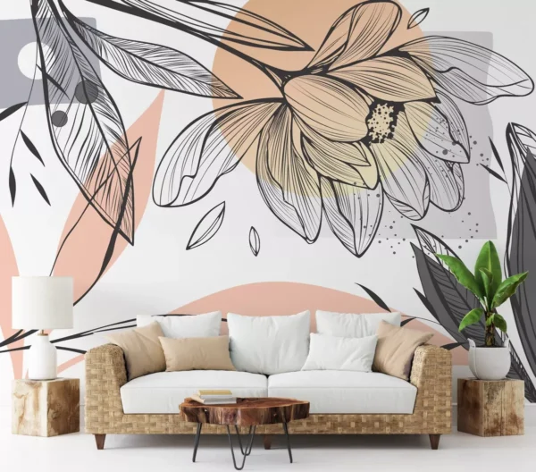 Papel De Parede Para Sala Adesivo Lavável Flores Decorar M²