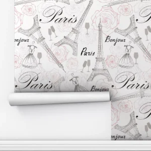 Papel De Parede Paris Torre Eiffel Flor Moda Adesivo 12 M