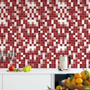 Papel De Parede Pastilhas Em Tons De Vermelho 3,0m