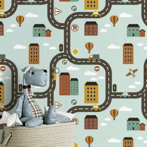 Papel De Parede Pista Quarto Menino Bebe Lavavel 12 M