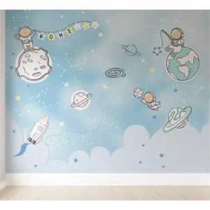 Papel De Parede Planeta Espaço Quarto De Bebê 6m² Vr463