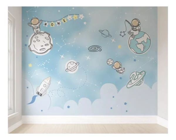 Papel De Parede Planeta Espaço Quarto De Bebê 6m² Vr463