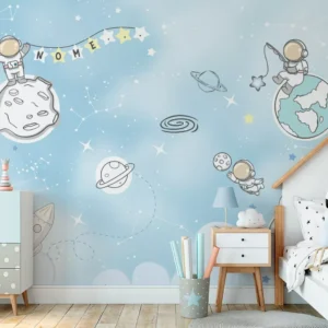 Papel De Parede Planeta Espaço Quarto De Bebê 7m² Vr463