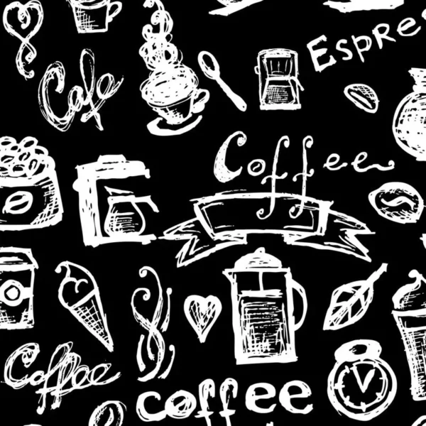 Papel De Parede Preto Com Desenhos Branco Café Espresso Chá