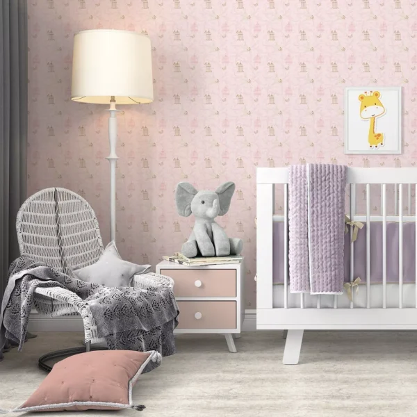 Papel De Parede Quarto Bebe Menina Infantil Rosa Borboletas