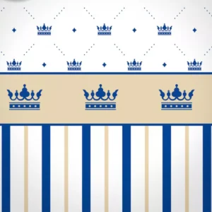 Papel De Parede Quarto Bebê Príncipe Azul E Dourado 21m