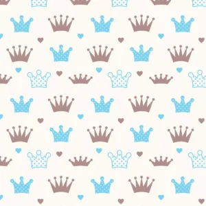 Papel De Parede Quarto Bebe Príncipe Coroas Azul