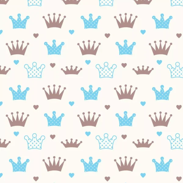 Papel De Parede Quarto Bebe Príncipe Coroas Azul