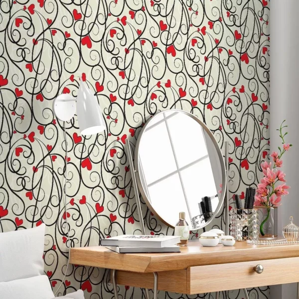 Papel De Parede Quarto Casal Coração Vermelho Love